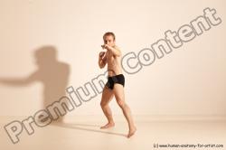 Underwear Martial art Man White Moving poses Slim Short Blond Dynamic poses Academic